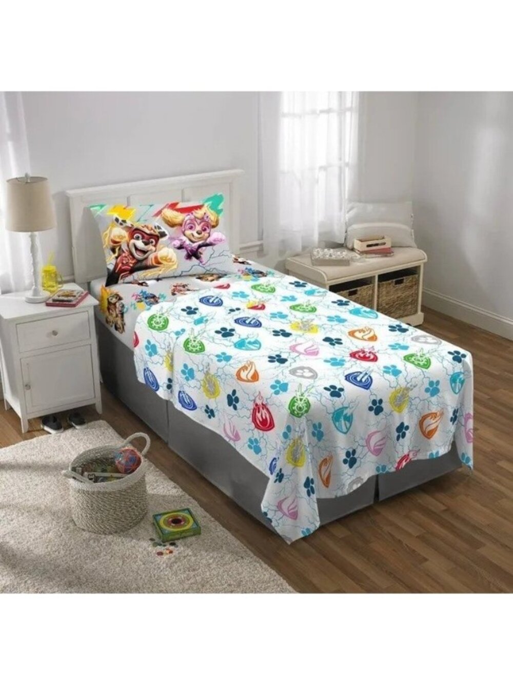 Paw Patrol Character & Logo Print Microfiber Twin Flat Sheet & Pillowcase ONLY
